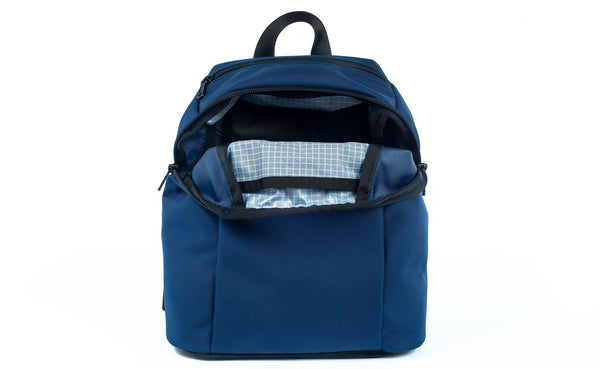 The Sprout in Navy (blue) 1050 Ballistic with Tidal 200 Halcyon interior.